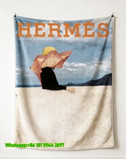 Vintage Hermès 2003 Magazine Cover Flannel Throw Blanket IMG_5051